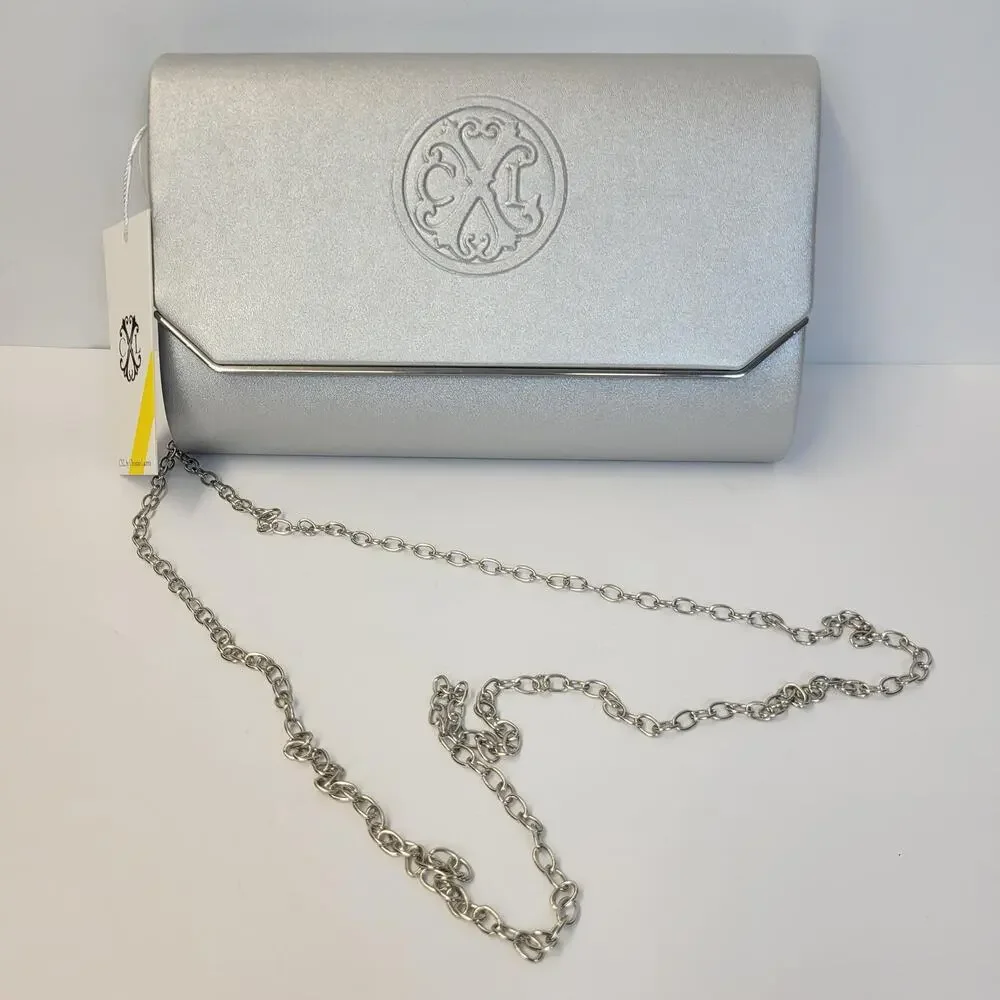 CXL By Christian Lacroix Clutch Bag Womens Small Silver Madison Smooth Purse New